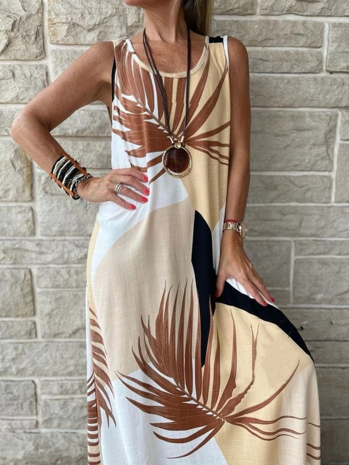 Printed Round Neck Mini Tank Dress - Image 13