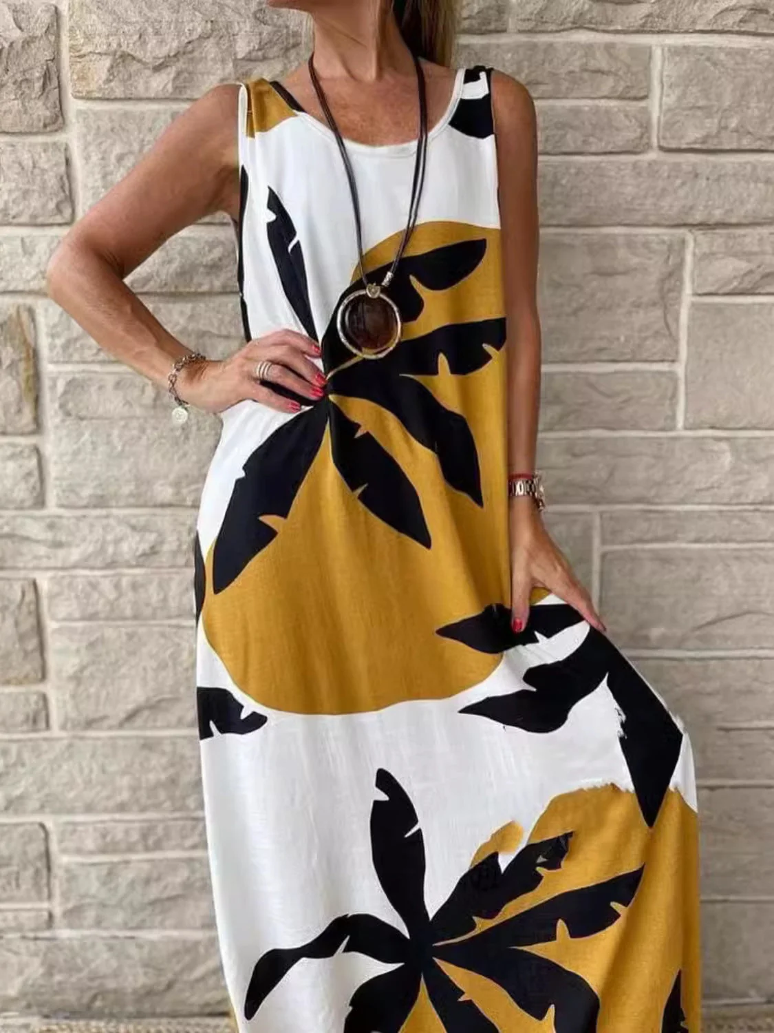Printed Round Neck Mini Tank Dress - Image 8