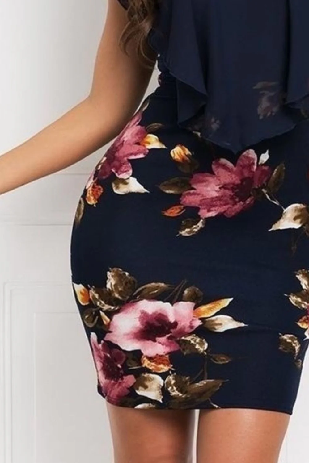 Printed Ruffled Cap Sleeve Mini Dress - Image 6