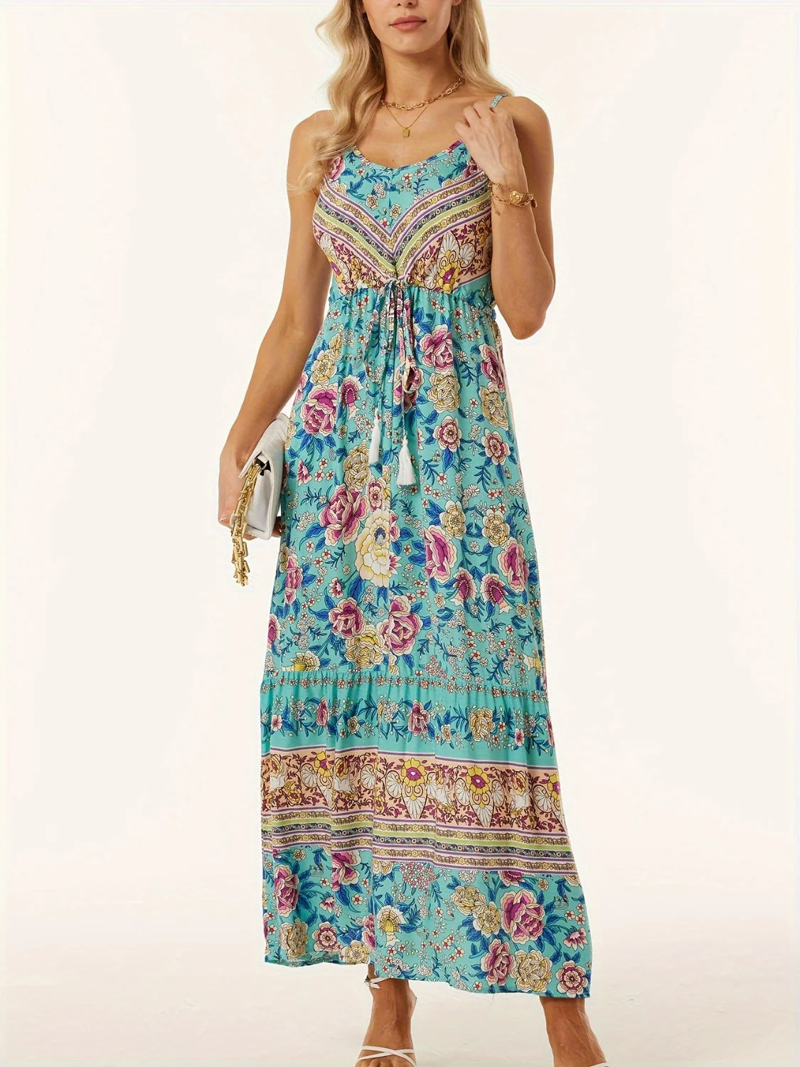 Printed Scoop Neck Midi Cami Dress - Image 2