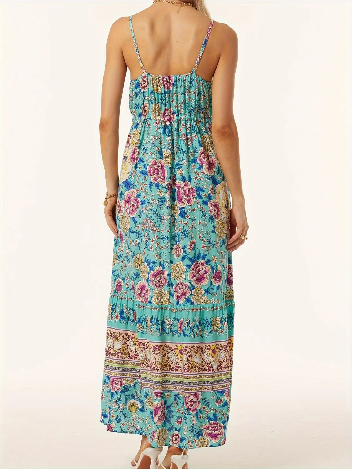 Printed Scoop Neck Midi Cami Dress - Image 3