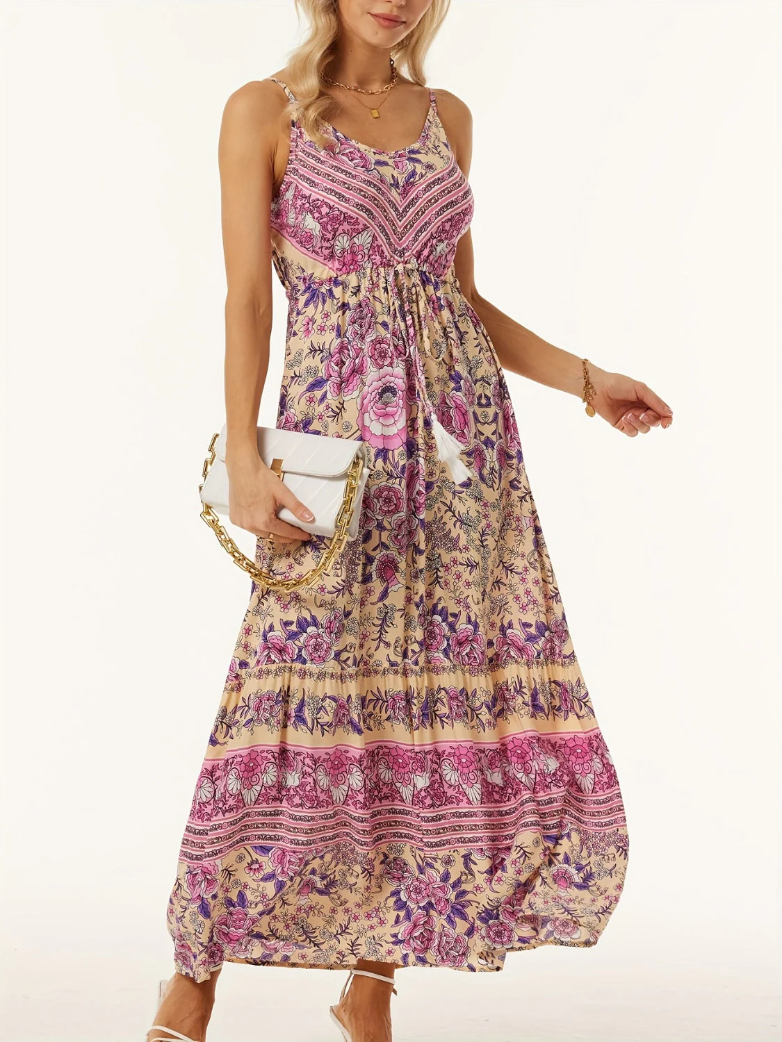 Printed Scoop Neck Midi Cami Dress - Image 5