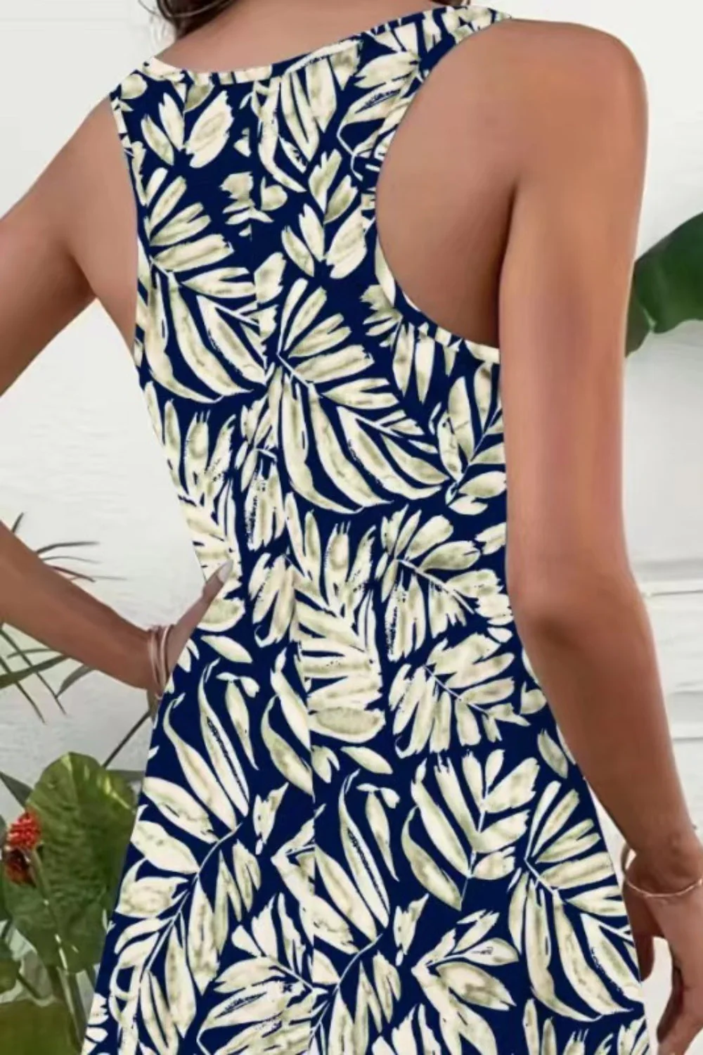 Printed Scoop Neck Wide Strap Mini Dress - Image 13