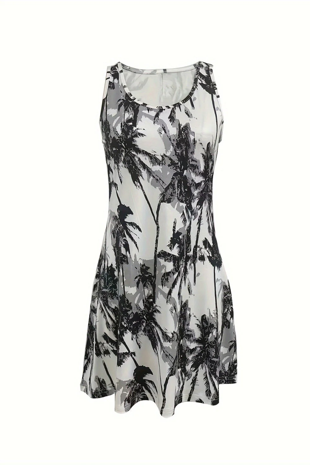 Printed Scoop Neck Wide Strap Mini Dress - Image 3