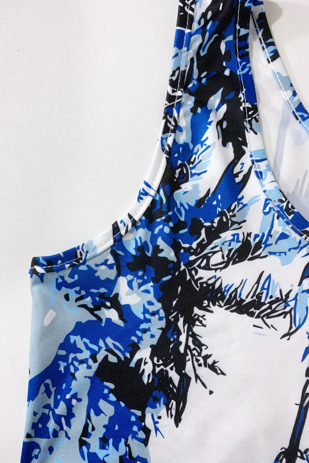Printed Scoop Neck Wide Strap Mini Dress - Image 5
