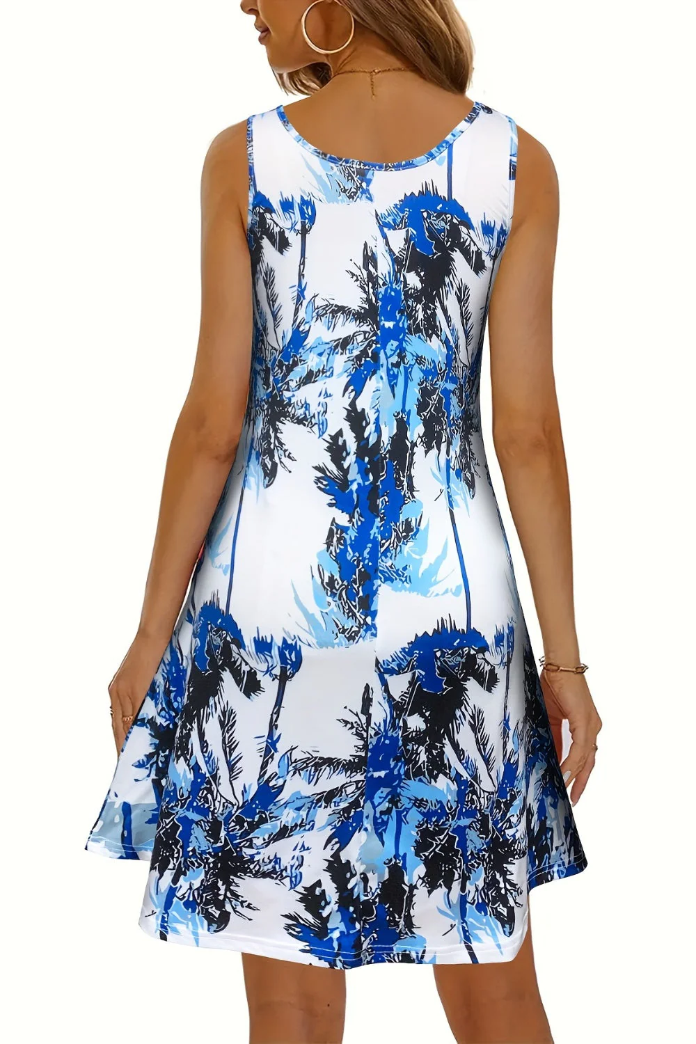 Printed Scoop Neck Wide Strap Mini Dress - Image 6
