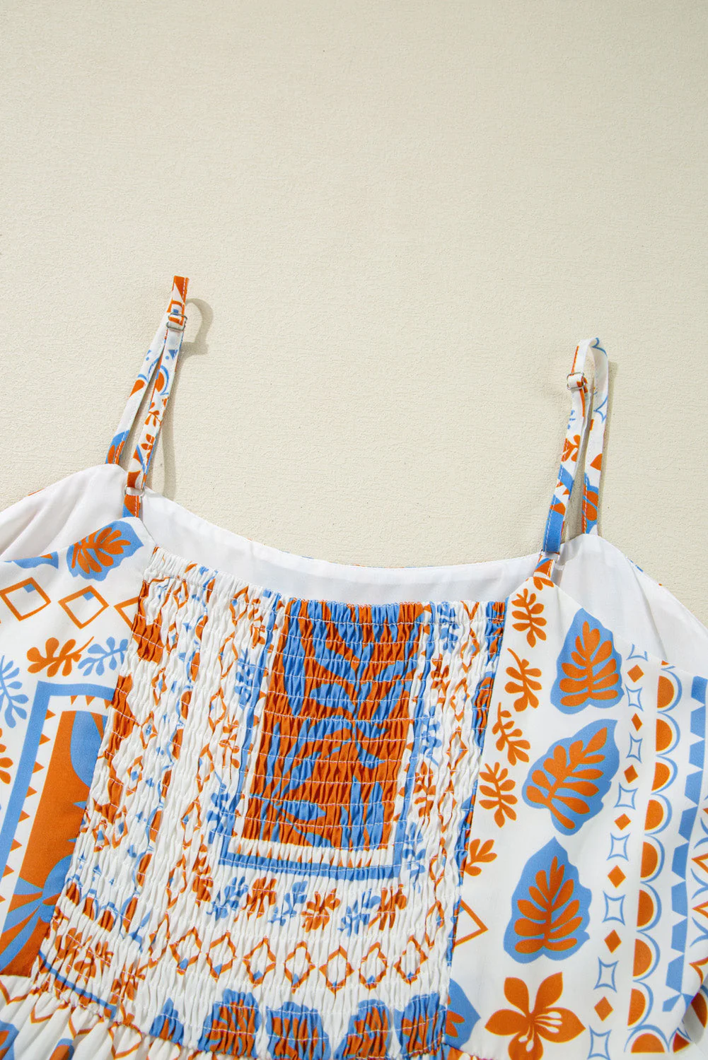 Printed Smocked Back Ricrac Trim Cami Dress - Image 8