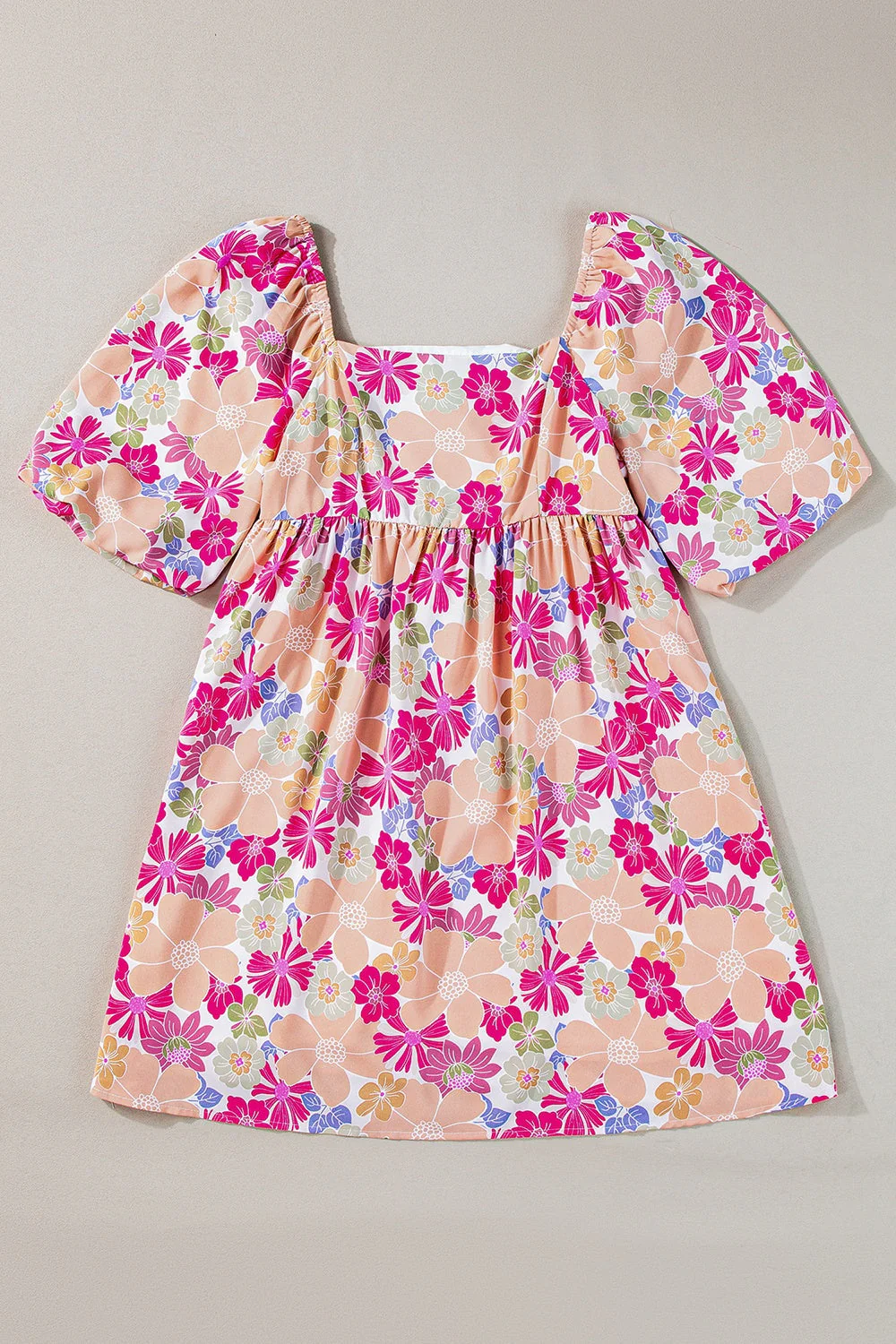 Printed Square Neck Half Sleeve Mini Dress - Image 2