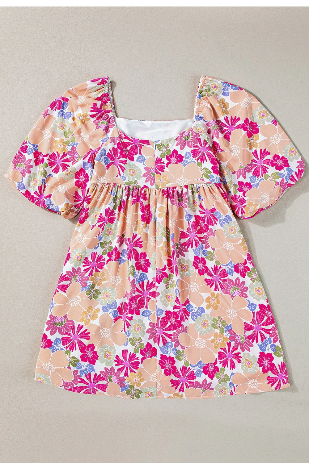 Printed Square Neck Half Sleeve Mini Dress - Image 3
