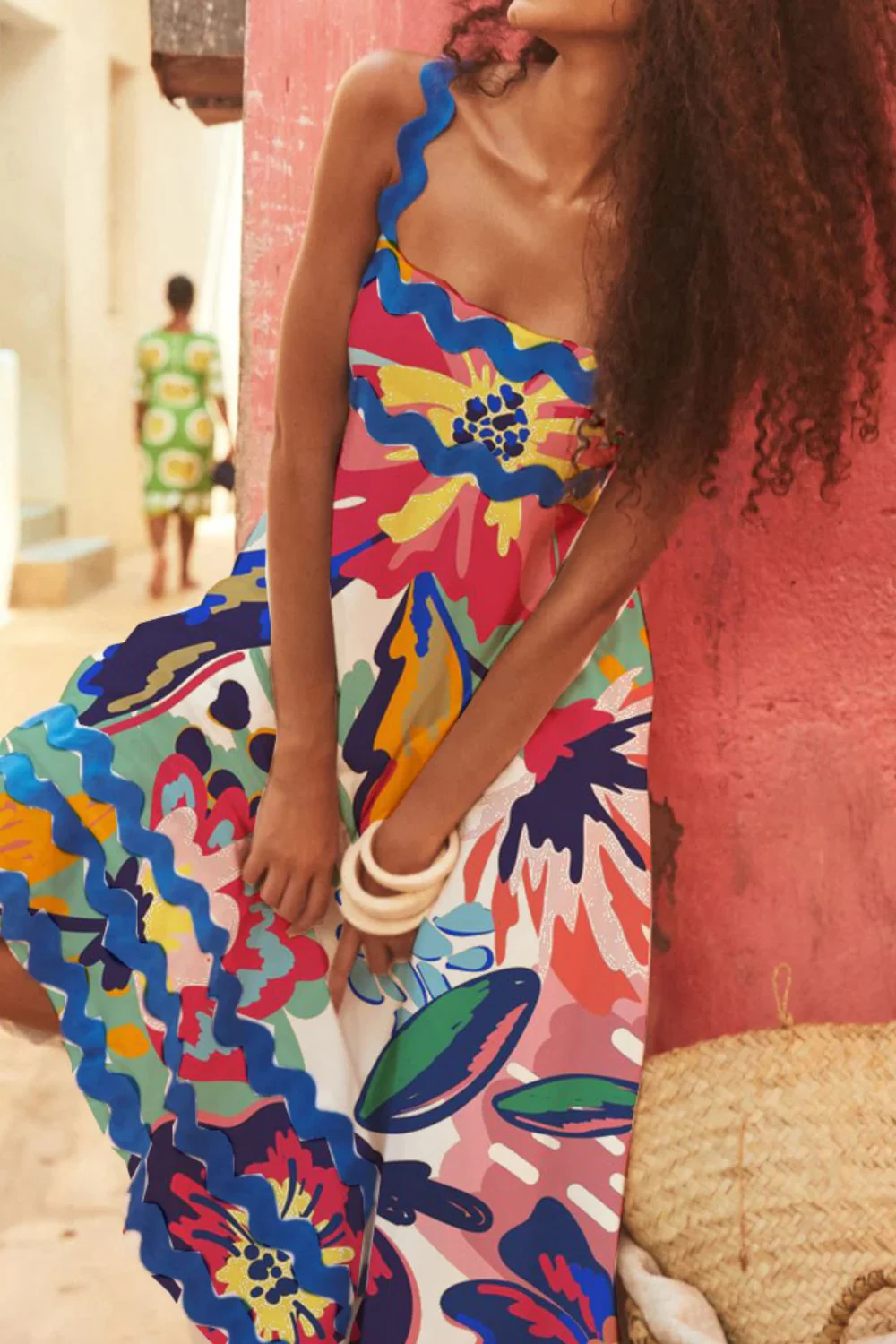 Printed Square Neck Wide Strap Dress - Image 6