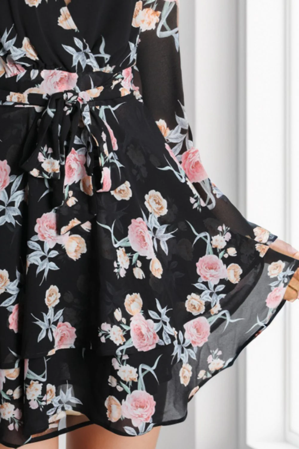 Printed Surplice Balloon Sleeve Mini Dress - Image 18
