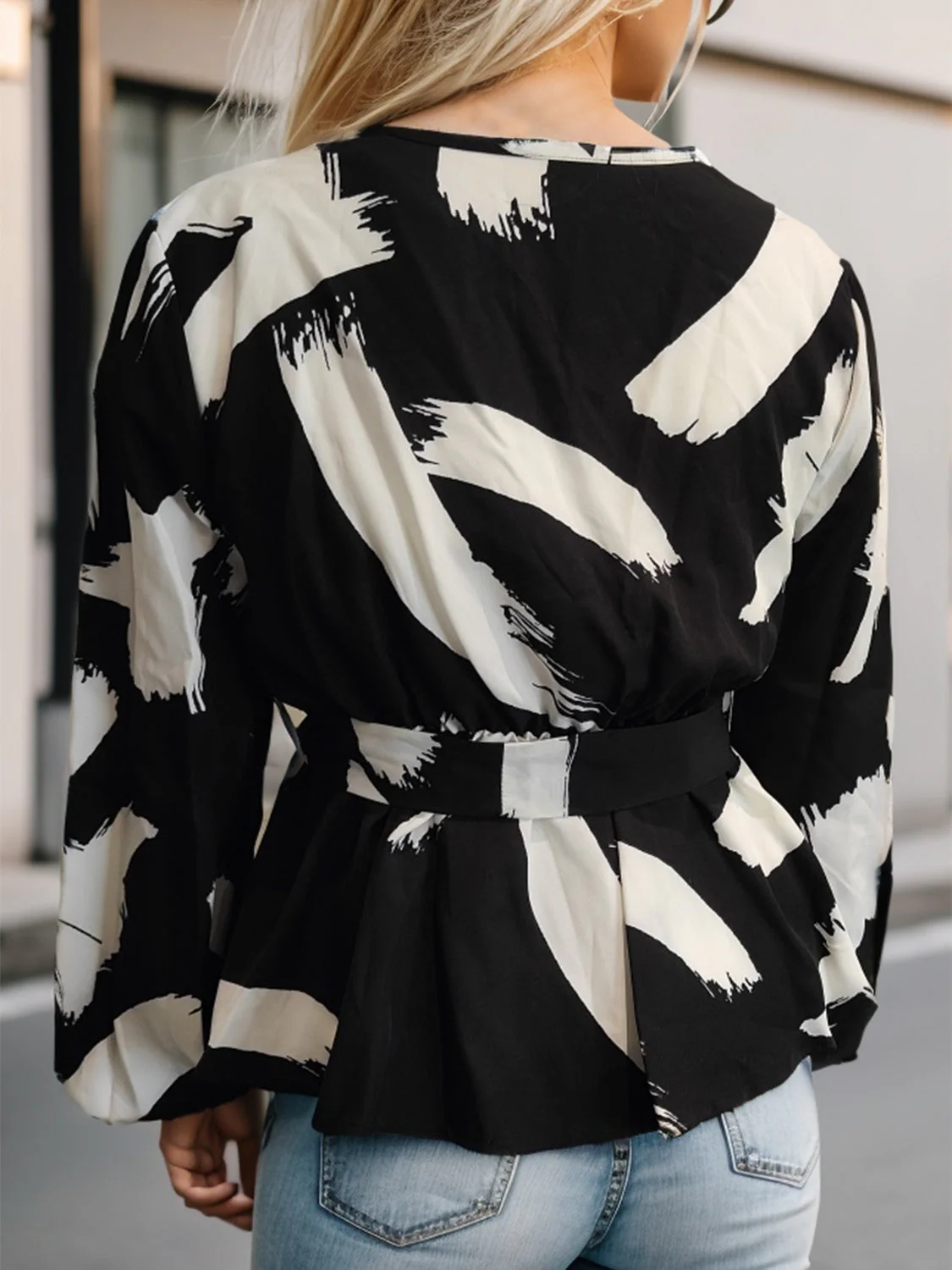 Printed Tie Front Lace Detail Cardigan - Image 3