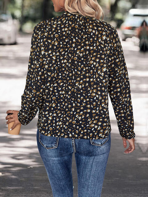 Printed Tie Neck Long Sleeve Top - Image 2