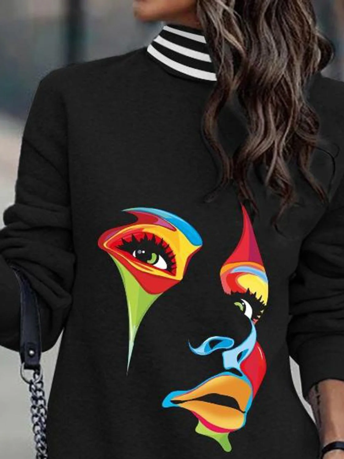 Printed Turtleneck Long Sleeve Mini Dress - Image 5