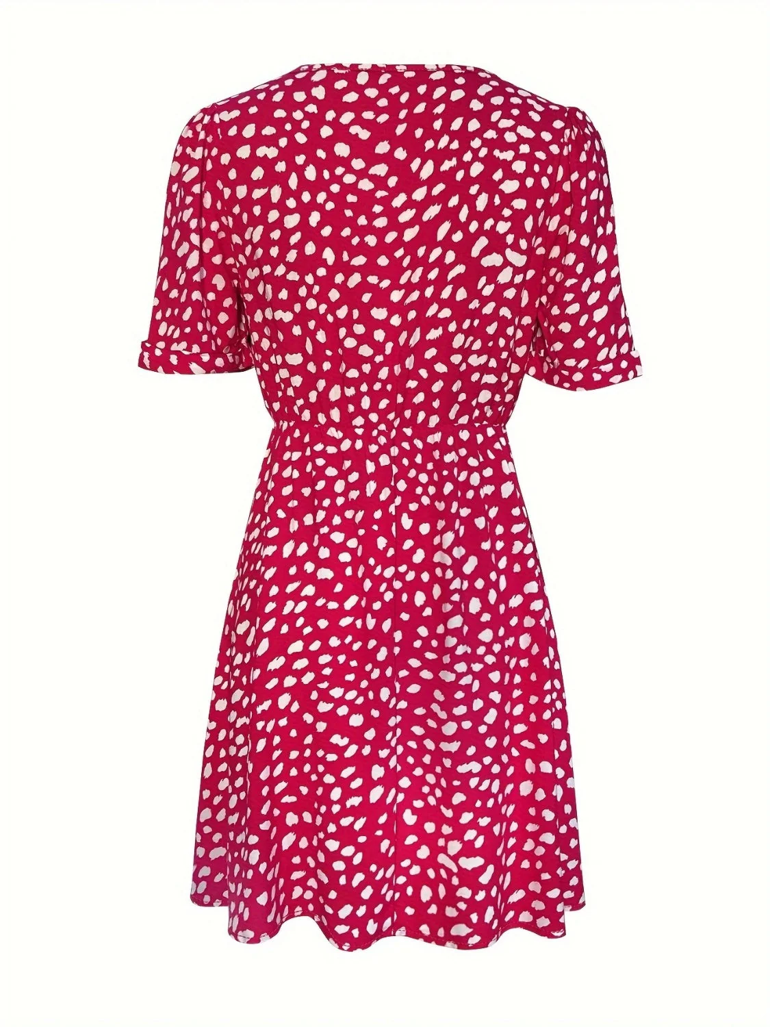 Printed V-Neck Short Sleeve Mini Dress - Image 2
