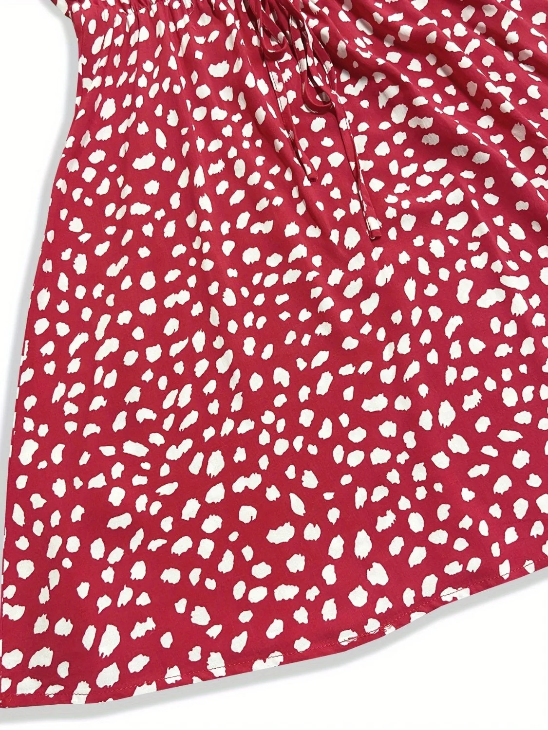 Printed V-Neck Short Sleeve Mini Dress - Image 3
