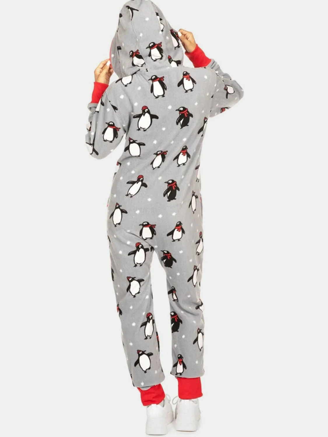 Printed Zip Up Long Sleeve Hooded Jumpsuit - Image 11