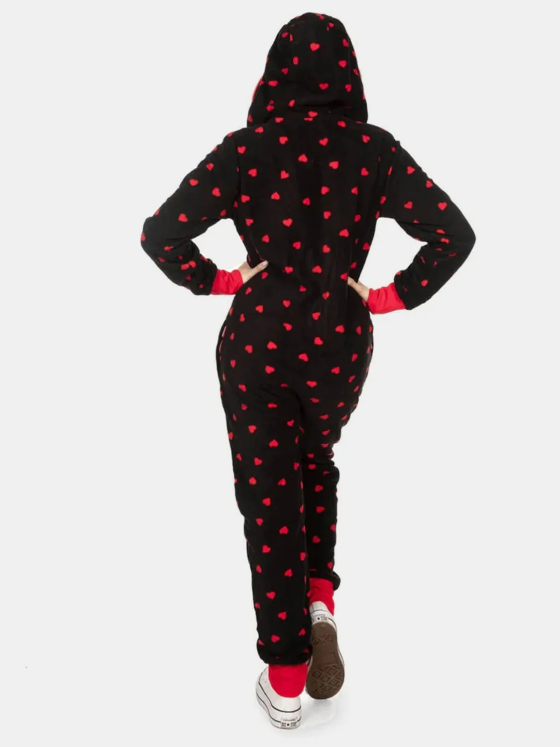 Printed Zip Up Long Sleeve Hooded Jumpsuit - Image 6
