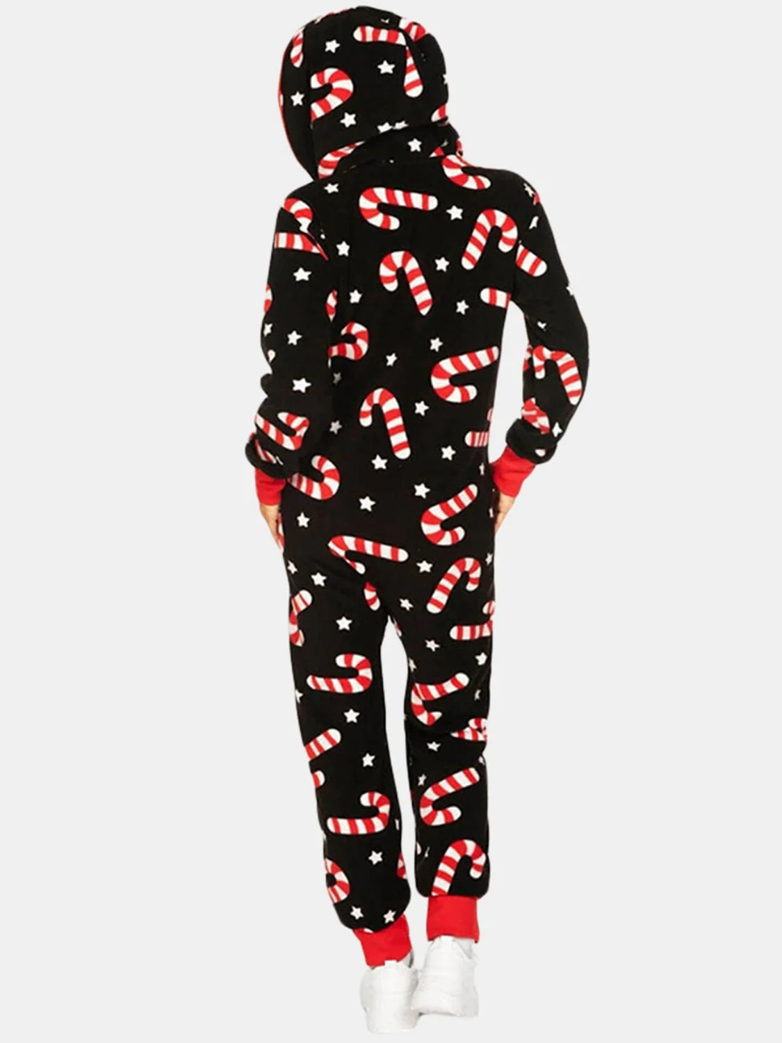 Printed Zip Up Long Sleeve Hooded Jumpsuit - Image 9