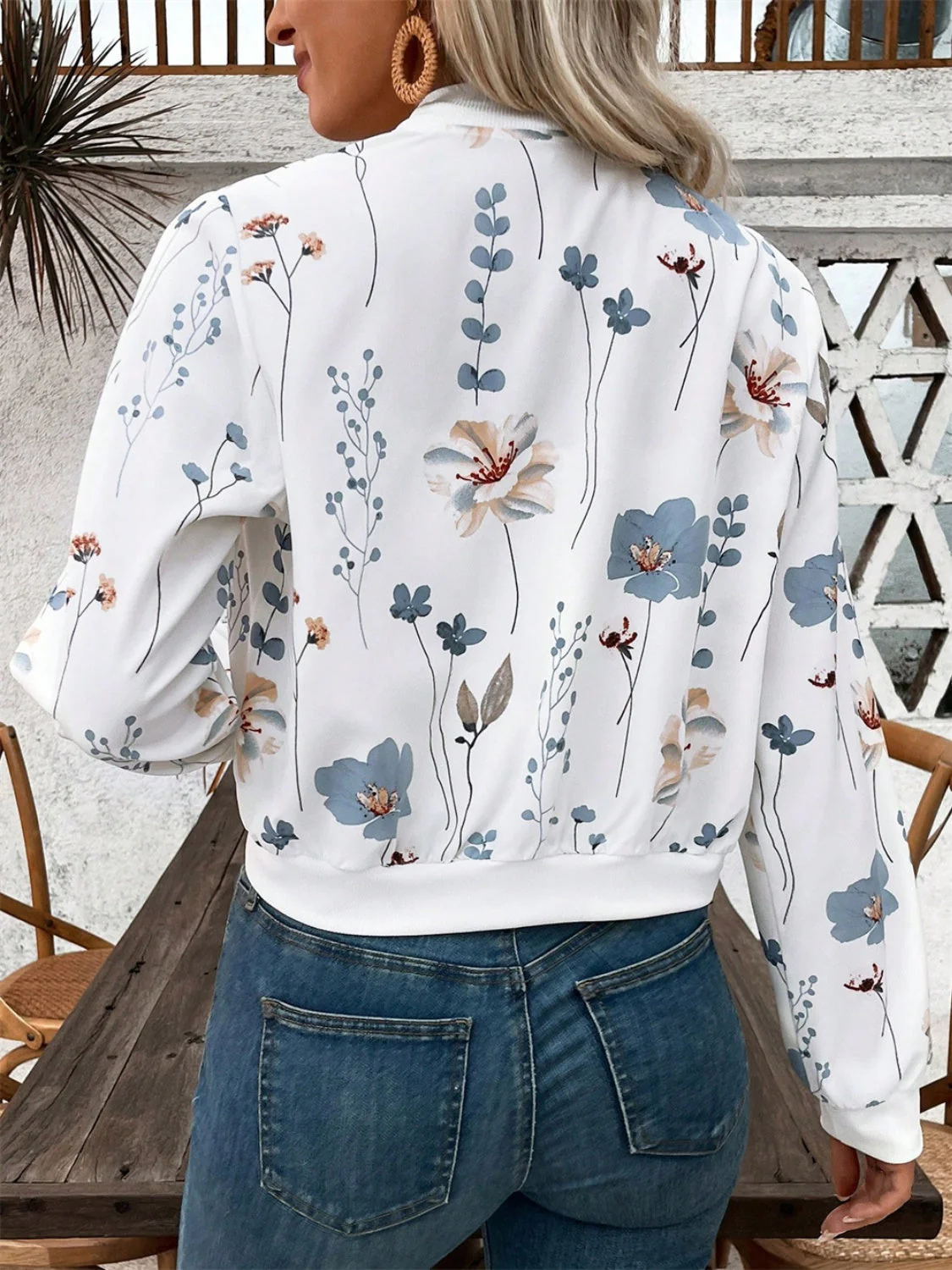 Printed Zip Up Long Sleeve Jacket - Image 2