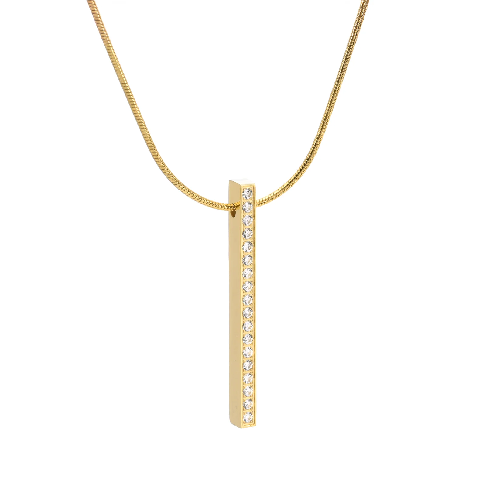 PT107G B.Tiff Gold 18-Stone Bar Pendant by B.Tiff New York - Image 2