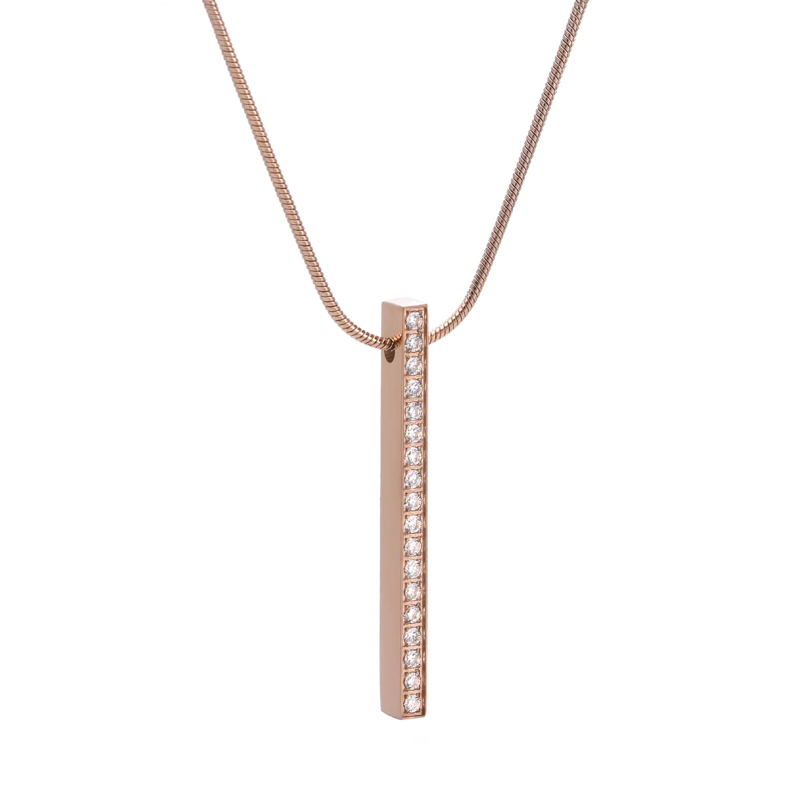 PT107RG B.Tiff Rose Gold 18-Stone Bar Pendant by B.Tiff New York - Image 2