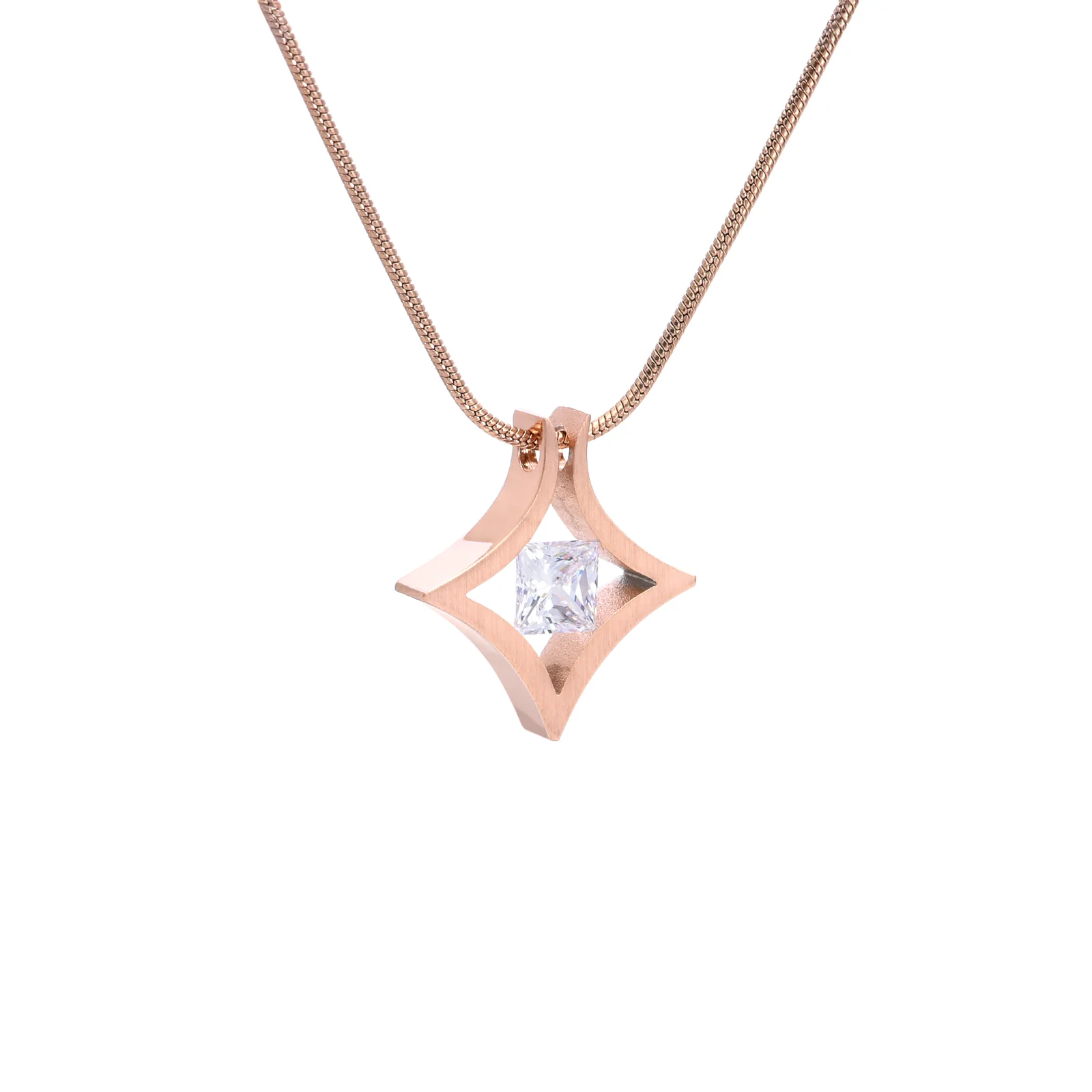PT124RG B.Tiff Rose Gold Natal 1 ct Princess Cut Pendant by B.Tiff New York - Image 2
