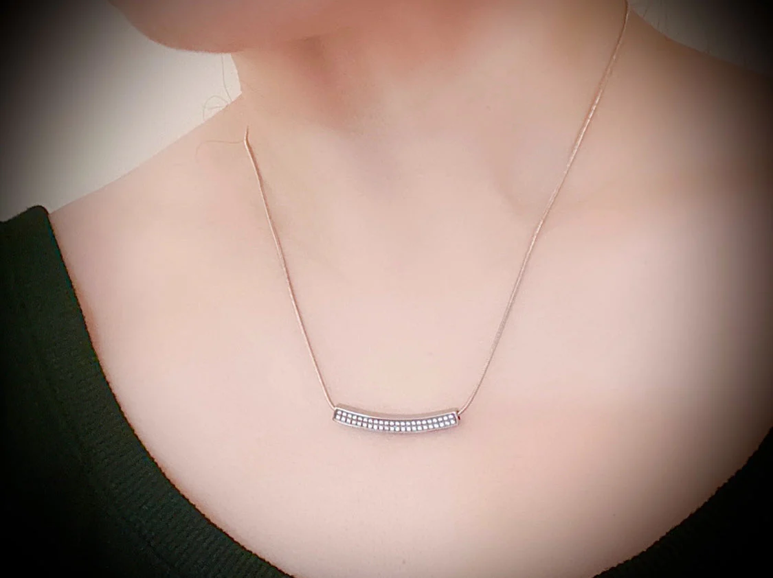 PT222W B.Tiff Pavé Crescent Pendant Necklace by B.Tiff New York - Image 3