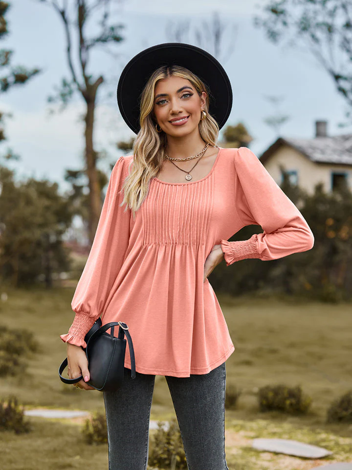 Puff Sleeve Pleated Blouse - Image 11