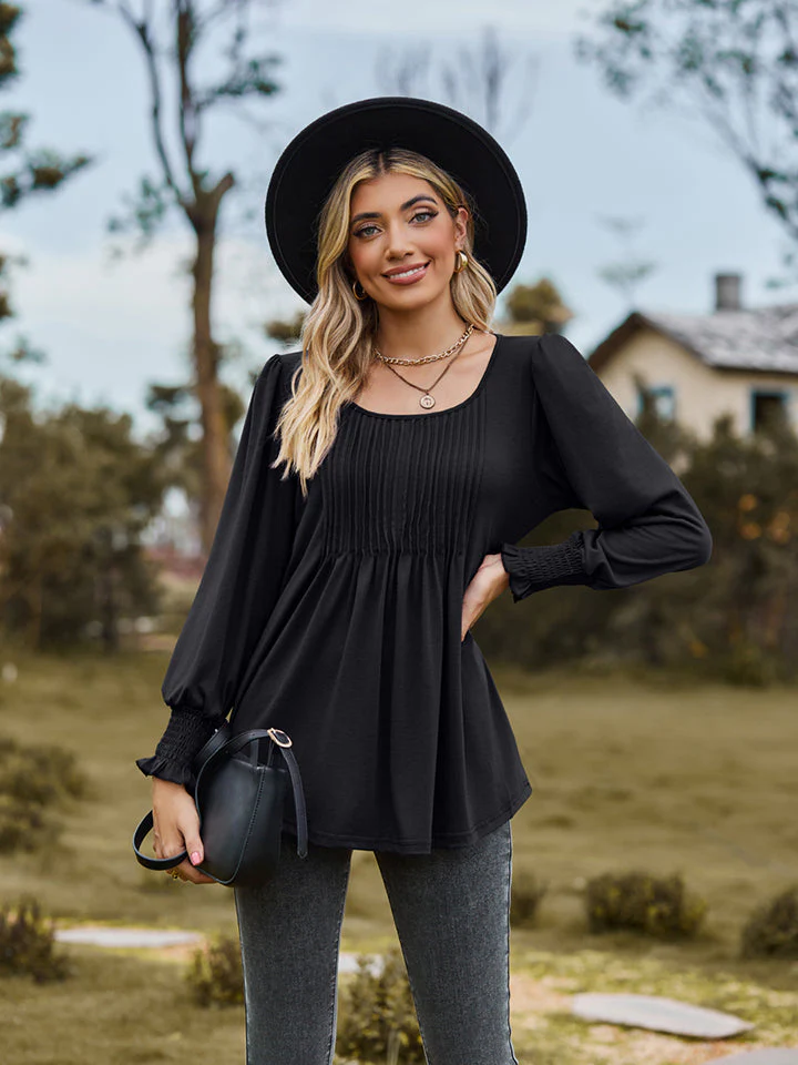 Puff Sleeve Pleated Blouse - Image 14