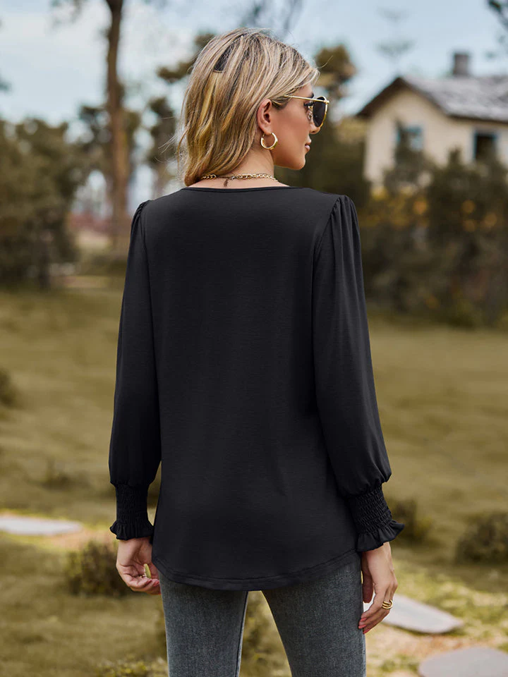Puff Sleeve Pleated Blouse - Image 15