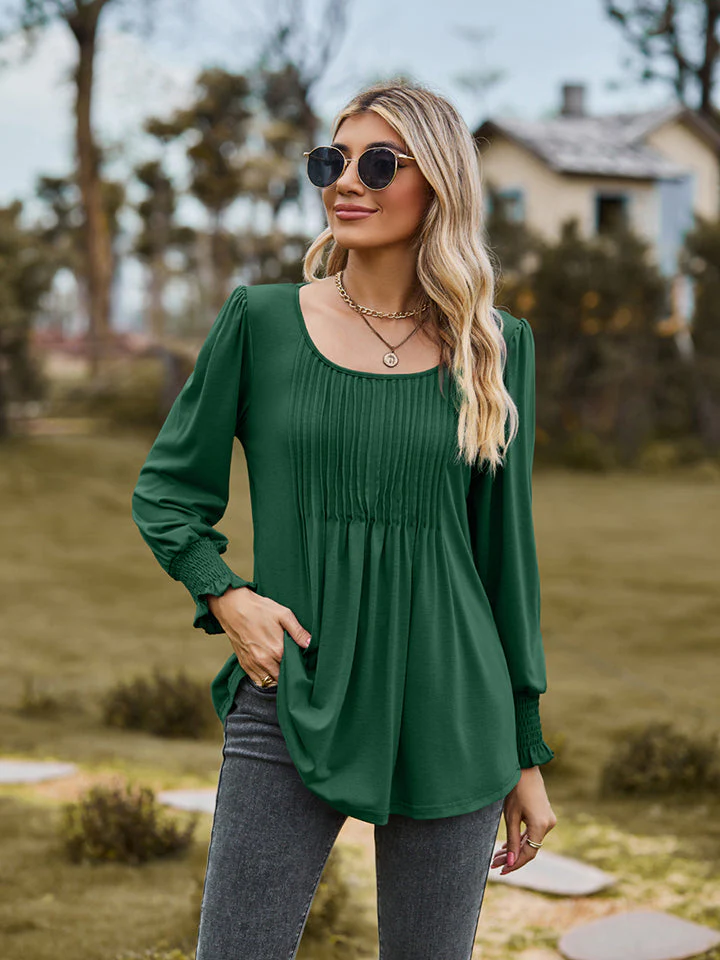 Puff Sleeve Pleated Blouse - Image 16