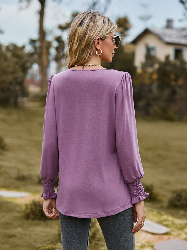 Puff Sleeve Pleated Blouse - Image 2