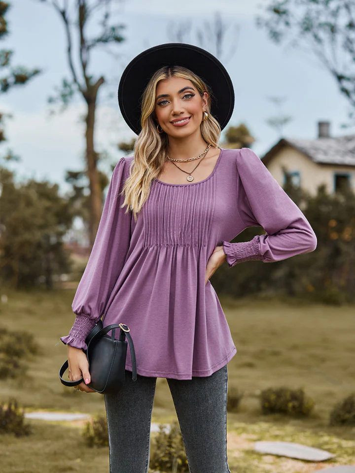 Puff Sleeve Pleated Blouse - Image 3