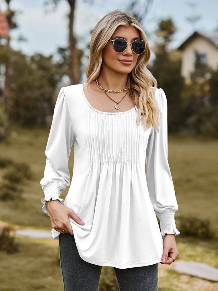 Puff Sleeve Pleated Blouse - Image 4