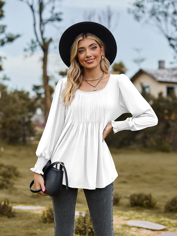 Puff Sleeve Pleated Blouse - Image 5