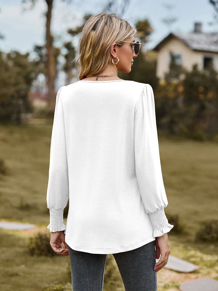 Puff Sleeve Pleated Blouse - Image 6