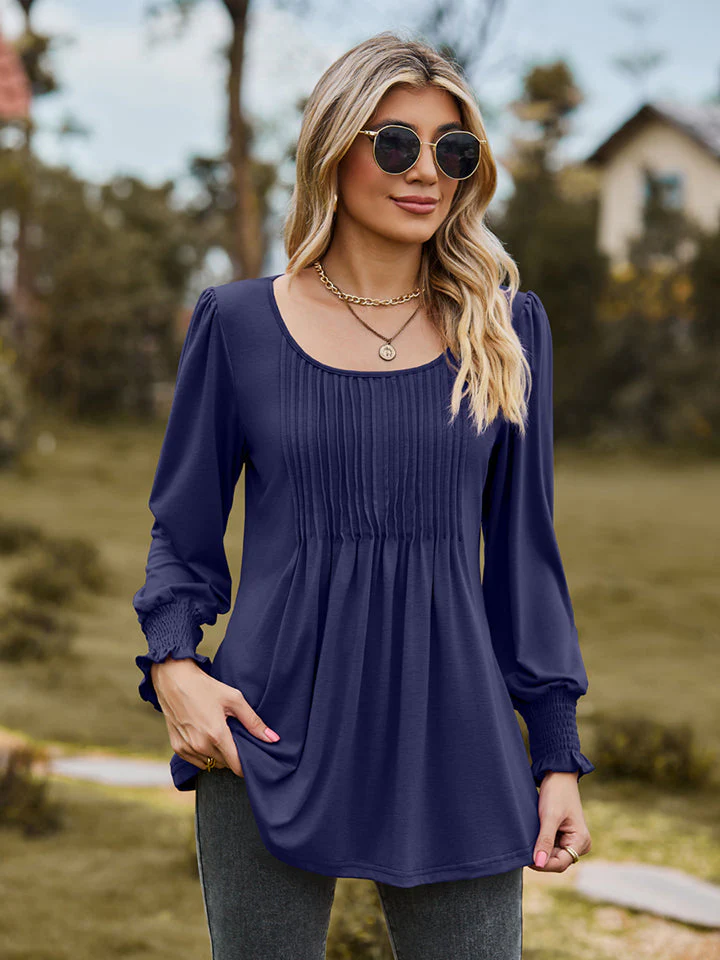 Puff Sleeve Pleated Blouse - Image 7