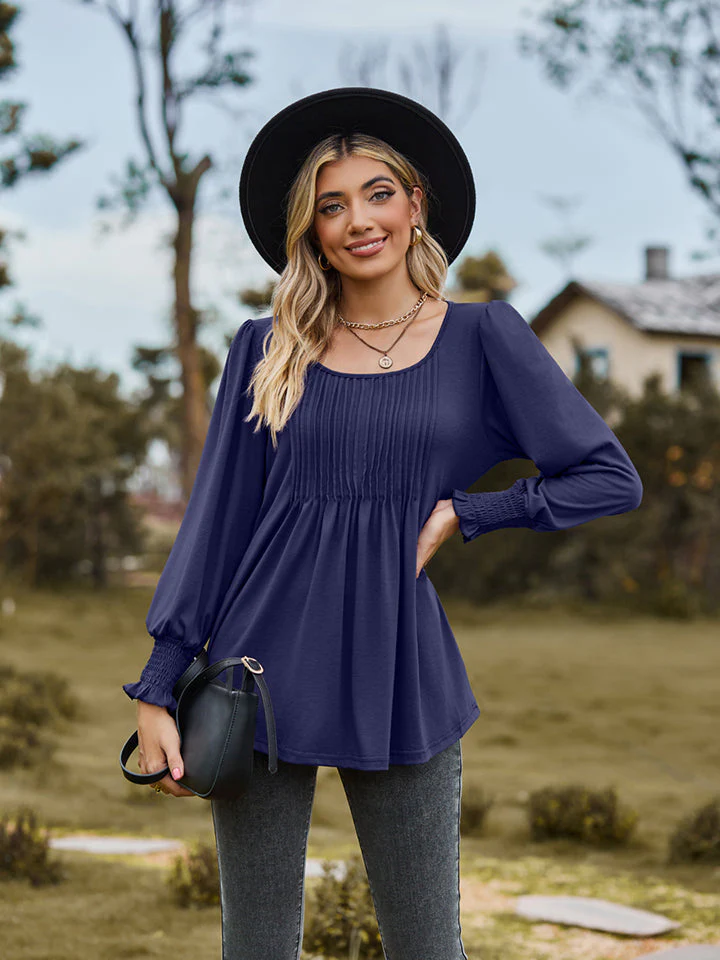 Puff Sleeve Pleated Blouse - Image 8