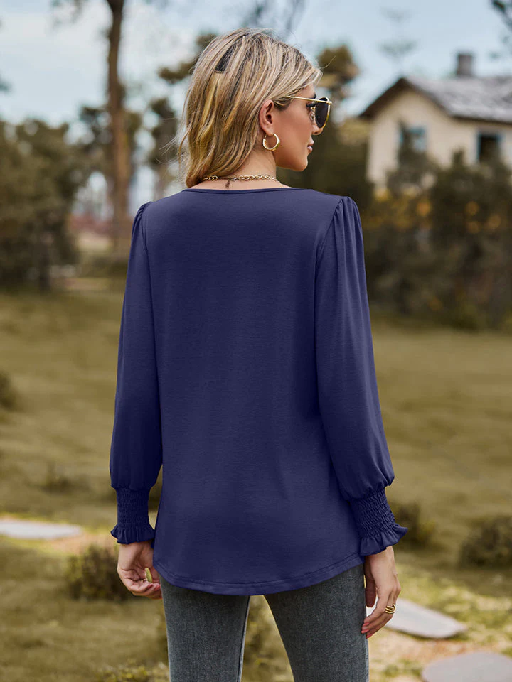 Puff Sleeve Pleated Blouse - Image 9