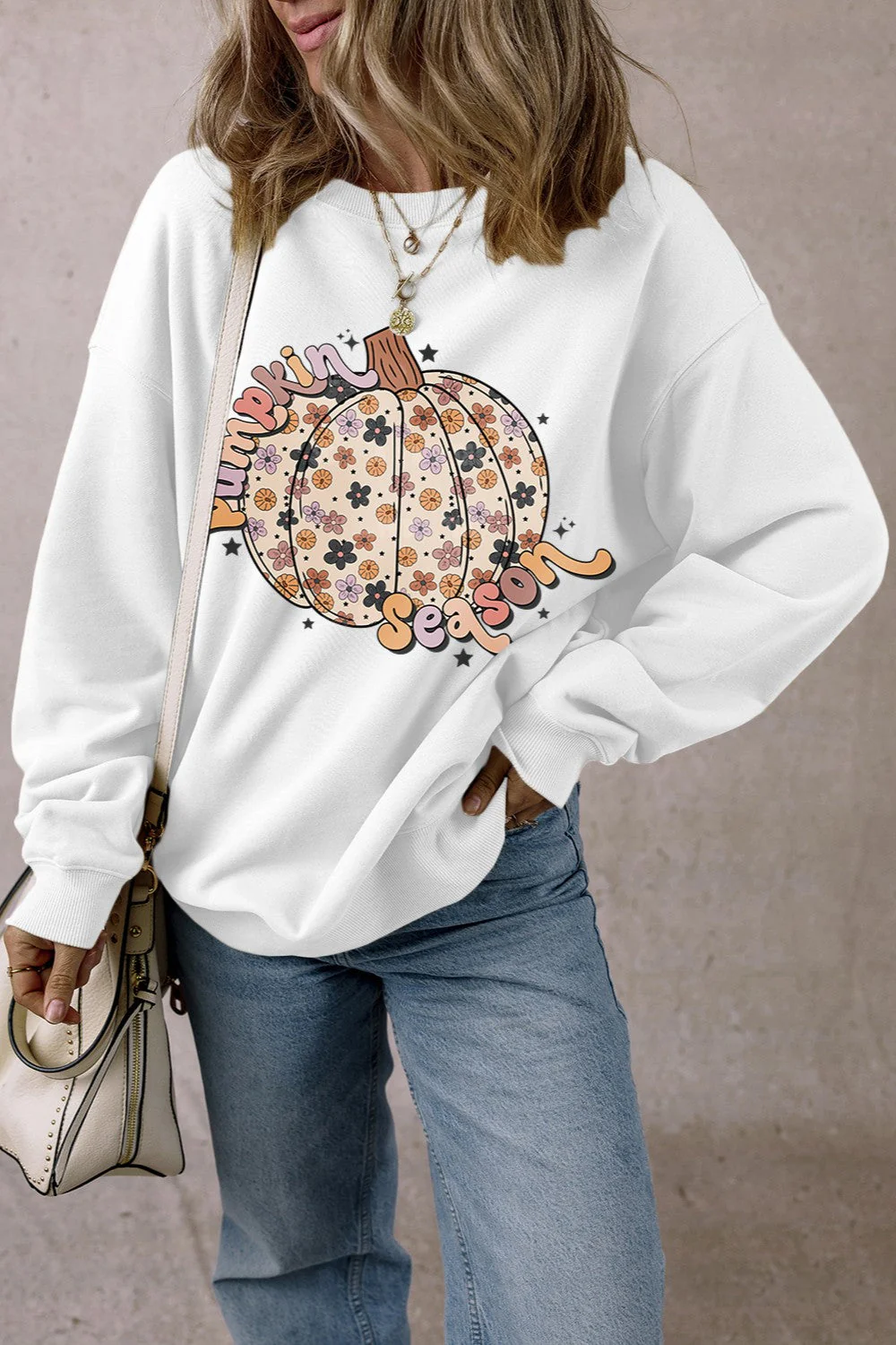 Pumpkin Graphic Long Sleeve Sweatshirt - Image 3