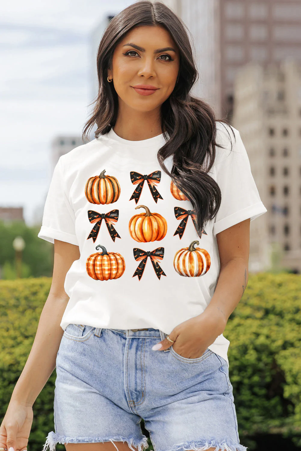 Pumpkin Round Neck Short Sleeve T-Shirt - Image 2