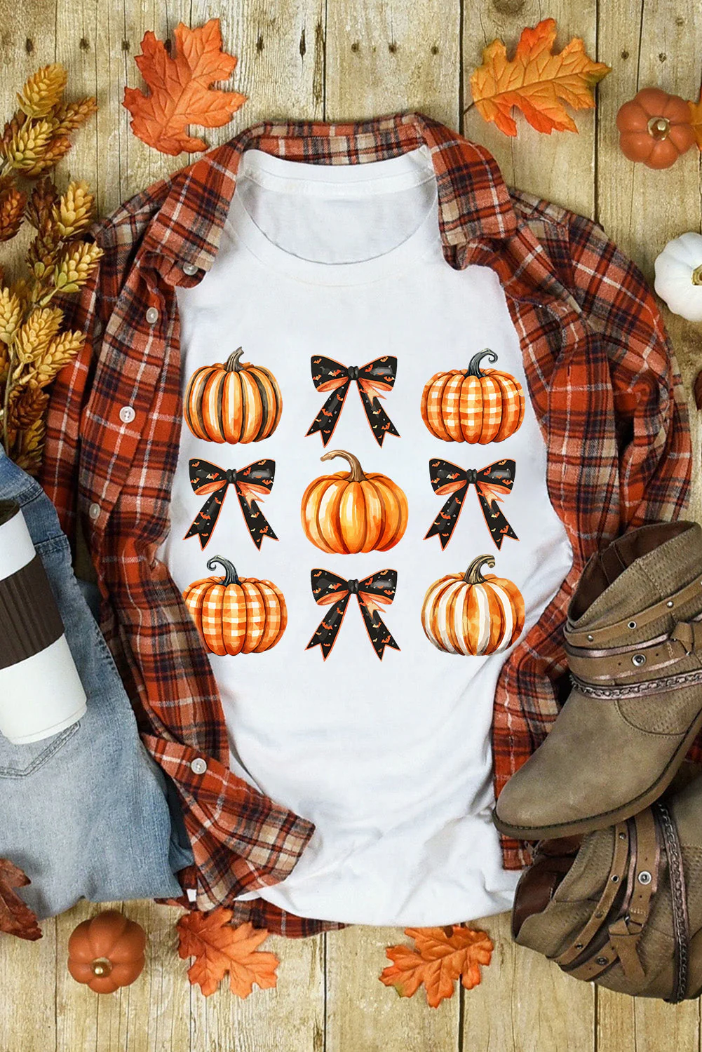 Pumpkin Round Neck Short Sleeve T-Shirt - Image 4