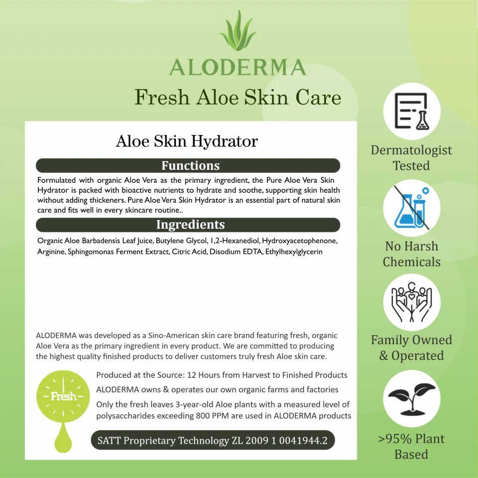 Pure Aloe Vera Skin Hydrator - 99.8% Organic Aloe by ALODERMA - Image 8