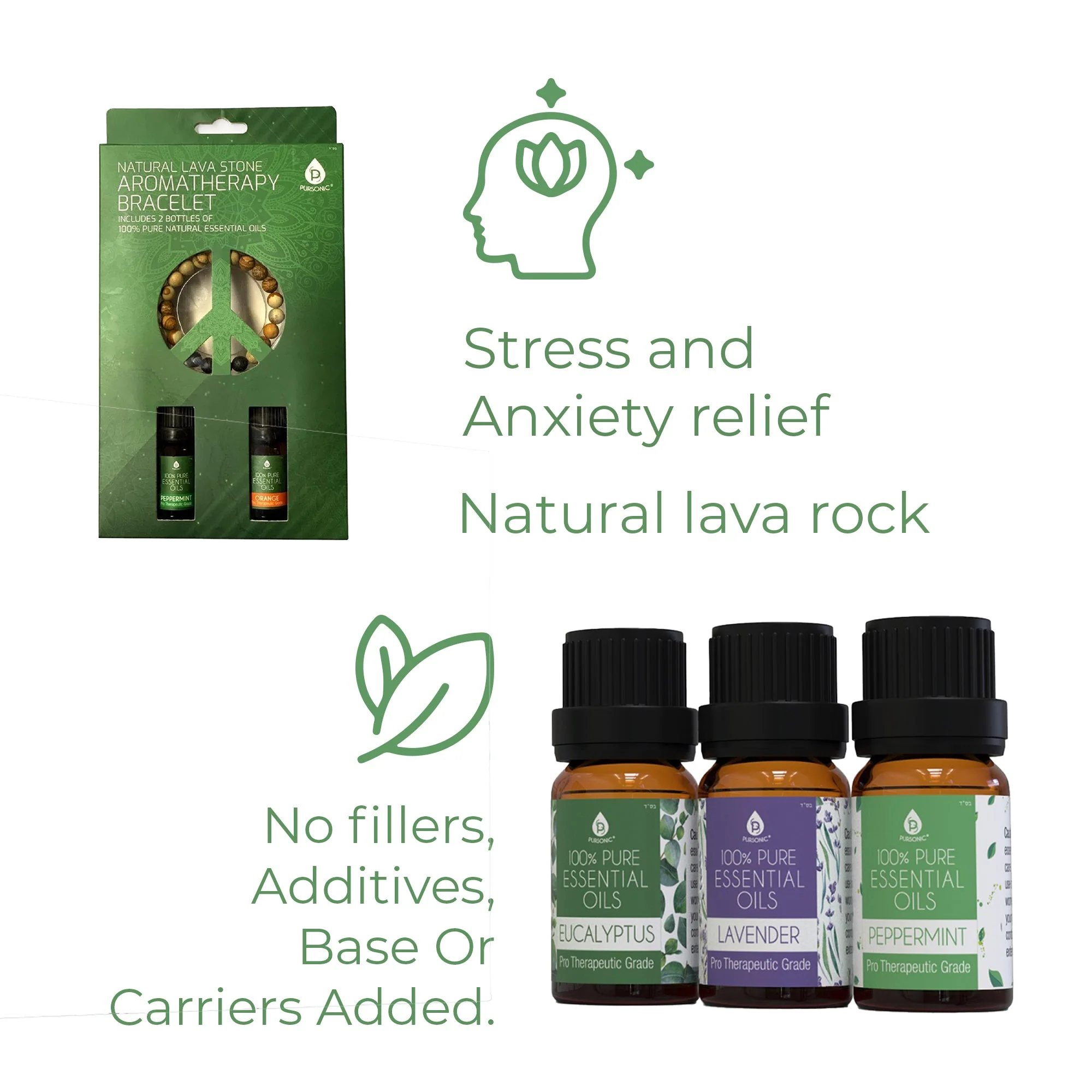 Pursonic Aromatherapy Bliss Set: Lava Stone Bracelet with 100% Pure Essential Oils by Pursonic - Image 3