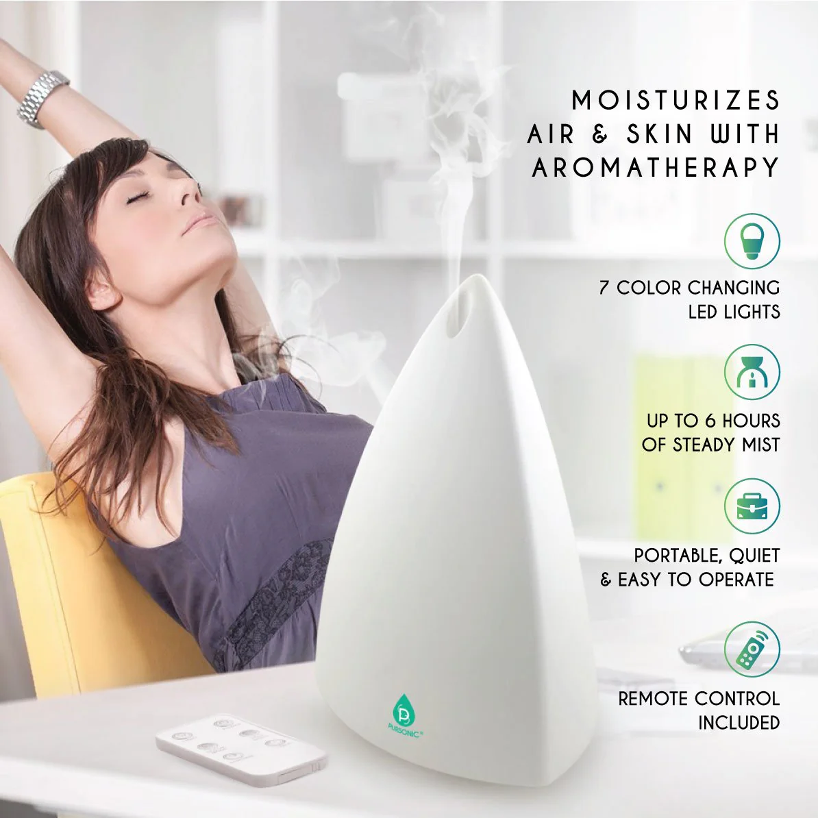 Pursonic Aromatherapy Diffuser & Essential Oil Set -Ultrasonic Top 3 Oils by Pursonic - Image 3