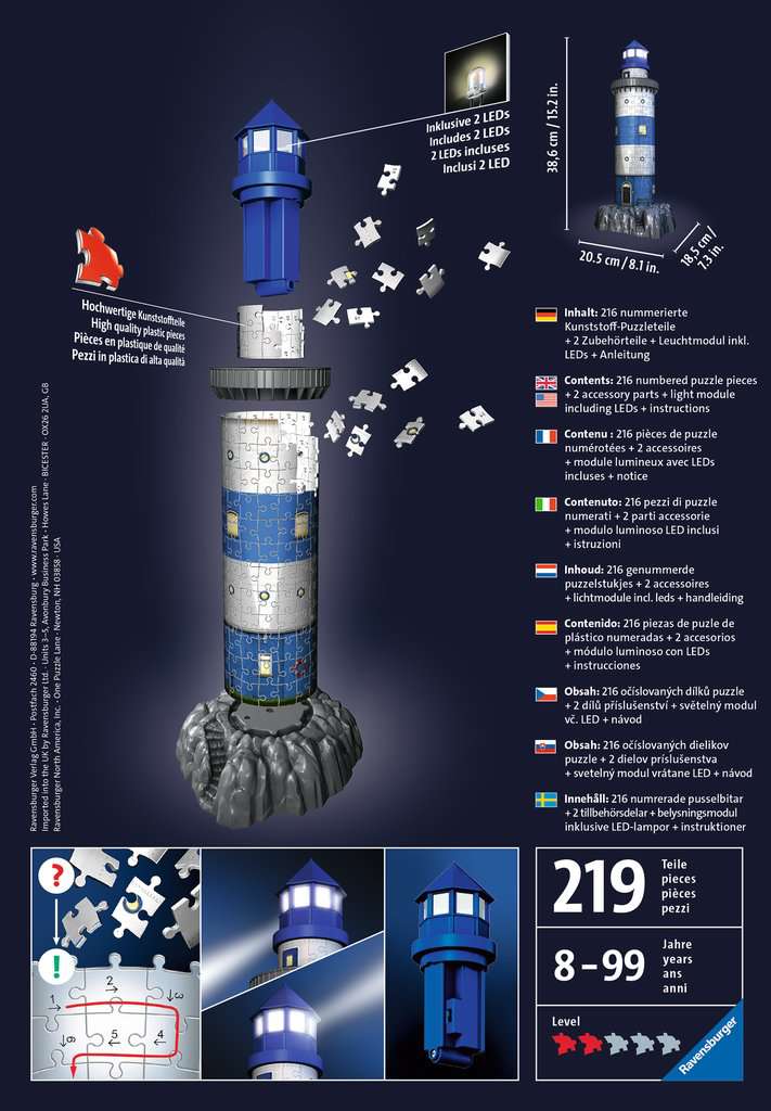 Puzzle: 3D Puzzle - Lighthouse Night Edition - Image 2