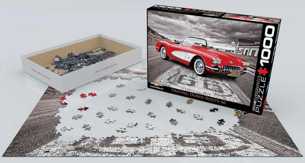 Puzzle: American Car Classics - 1959 Corvette Driving Down Route 66 - Image 2