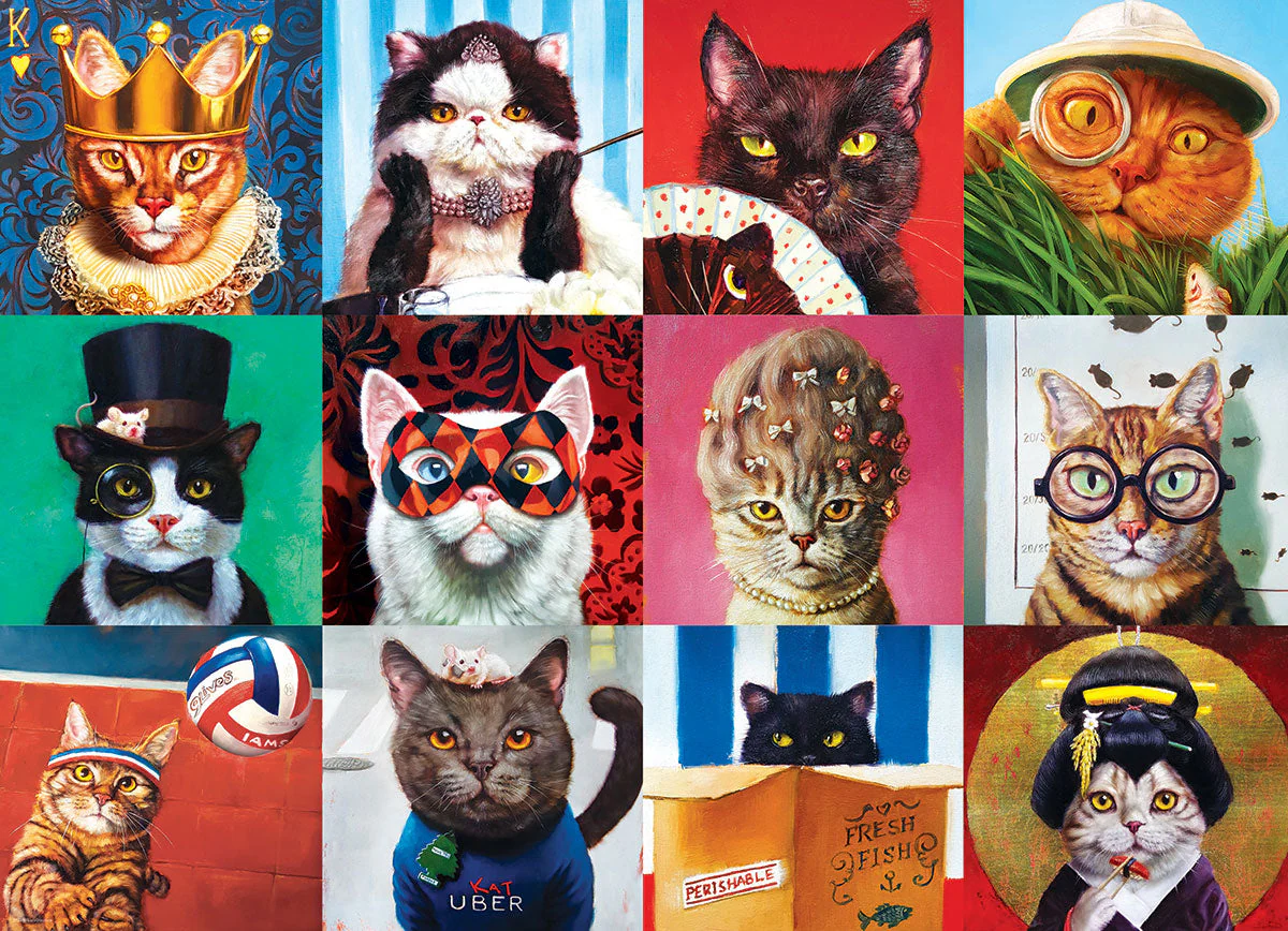 Puzzle: Artist Series - Funny Cats by Lucia Heffernan - Image 2