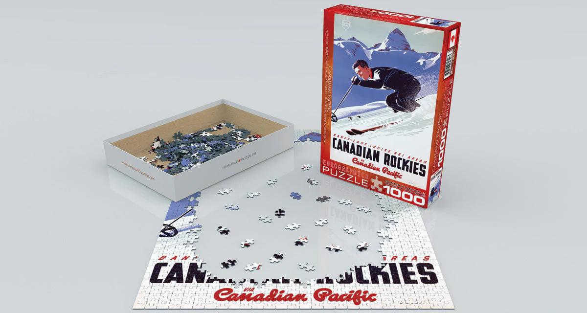 Puzzle: Canadian Vintage Art - Banff Lake Louise Ski Areas - Image 2
